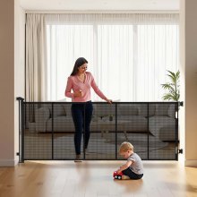 VEVOR Retractable Baby Gate, Extends to 3100 mm Extra Wide, 795 mm Tall, with Reinforced Fiberglass Strips, Avoids Crawling Through, Mesh Dog Gate for Decks, Doorways, Garages, Indoor, Black