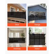 VEVOR Retractable Baby Gate, Extends to 5150 mm Extra Wide, 990 mm Tall, with Reinforced Fiberglass Strips, Avoids Crawling Through, Mesh Dog Gate for Decks, Doorways, Garages, Indoor, Black