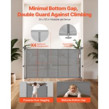 VEVOR Retractable Baby Gate 870 mm Tall Extend to 1400 mm Wide Kids Pets Gray