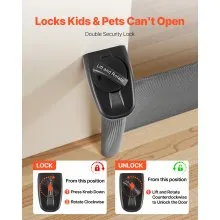 VEVOR Retractable Baby Gate, Extends to 1430 mm Wide, 795 mm Tall, with Security Lock, Easy to Use, Walk Through Without Tripping, Mesh Dog Gate for Stairs, Hallways, Indoor/Outdoor, Black