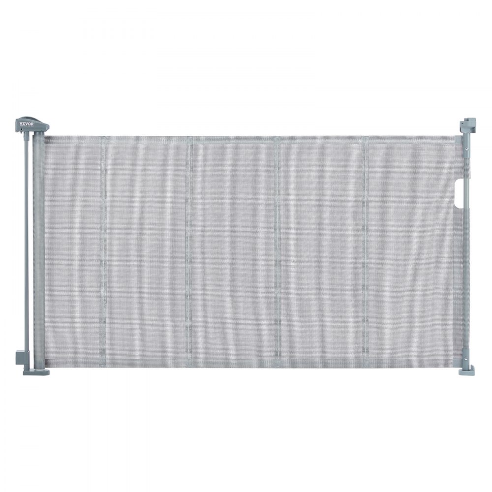 VEVOR Retractable Baby Gate, 34.2" Tall Mesh Baby Gate, Extends up to 60" Wide Retractable Gate for Kids or Pets, Retractable Dog Gates for Indoor Stairs, Doorways, Hallways, Playrooms, Gray