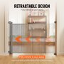 VEVOR Retractable Baby Gate, 34.2" Tall Mesh Baby Gate, Extends up to 60" Wide Retractable Gate for Kids or Pets, Retractable Dog Gates for Indoor Stairs, Doorways, Hallways, Playrooms, Gray