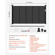 Retractable Baby Gate 34 in Tall Extend to 55 in Wide for Kids or Pets Black