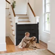 Retractable Baby Gate 34 in Tall Extend to 55 in Wide for Kids or Pets Black