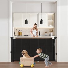 Retractable Baby Gate 34 in Tall Extend to 55 in Wide for Kids or Pets Black