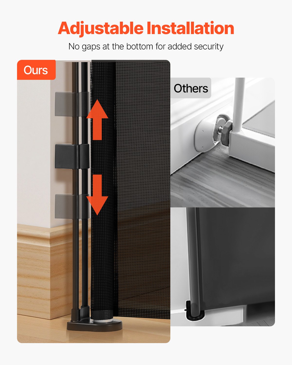 VEVOR Retractable Baby Gate, 870 mm Tall, Extends up to 1400 mm Wide, Retractable Gate for Kids or Pets, Mesh Material, Easy to Install for Indoor Stairs, Doorways, Hallways, Playrooms, Black