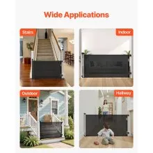 VEVOR Retractable Baby Gate, Extends to 1850 mm Wide, 980 mm Tall, with Security Lock, Easy to Use, Walk Through Without Tripping, Mesh Dog Gate for Stairs, Hallways, Indoor/Outdoor, Black