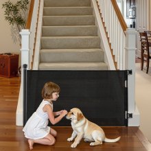 VEVOR Retractable Baby Gate, Extends to 1850 mm Wide, 980 mm Tall, with Security Lock, Easy to Use, Walk Through Without Tripping, Mesh Dog Gate for Stairs, Hallways, Indoor/Outdoor, Black