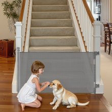 VEVOR Retractable Baby Gate, Extends to 1850 mm Wide, 795 mm Tall, with Security Lock, Easy to Use, Walk Through Without Tripping, Mesh Dog Gate for Stairs, Hallways, Indoor/Outdoor, Gray