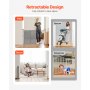 Retractable Baby Gate 34 in Tall Extend to 71 in Wide for Kids or Pets Gray