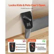 VEVOR Retractable Baby Gate, Extends to 1850 mm Wide, 795 mm Tall, with Security Lock, Easy to Use, Walk Through Without Tripping, Mesh Dog Gate for Stairs, Hallways, Indoor/Outdoor, Black