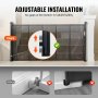 VEVOR Retractable Baby Gate, 86.9 cm Tall Mesh Baby Gate, Extends up to 195.1 cm Wide Retractable Gate for Kids or Pets, Retractable Dog Gates for Indoor Stairs, Doorways, Hallways, Playrooms, Black