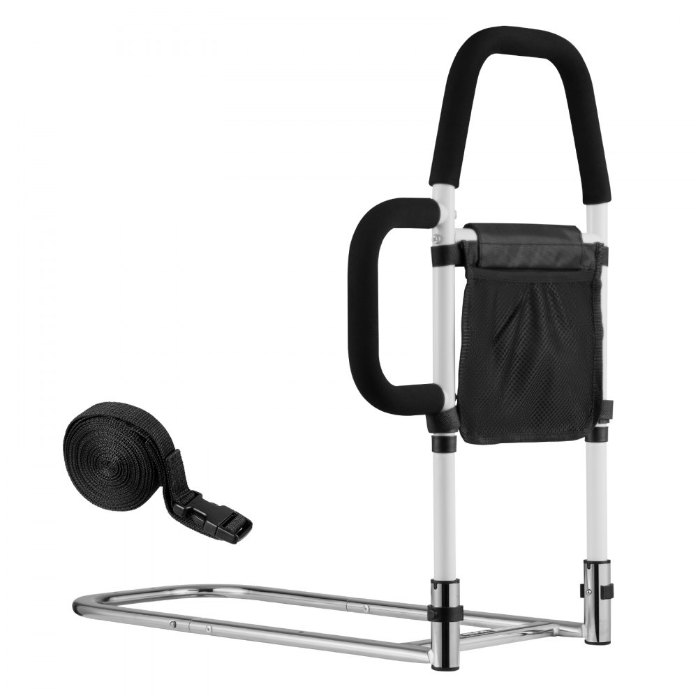VEVOR Bed Rail for Elderly, Bedside Assist Rails with Side Handle and PU Handrail, Adjustable Height Carbon Steel Pipe Bedside Cane, Bed Bars for Seniors & Patients, Fits King, Queen, Full, Twin