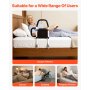 VEVOR Bed Rail for Elderly, Bedside Assist Rails with Side Handle and PU Handrail, Adjustable Height Carbon Steel Pipe Bedside Cane, Bed Bars for Seniors & Patients, Fits King, Queen, Full, Twin