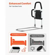 VEVOR Bed Rail for Elderly, Bedside Assist Rails with Side Handle and PU Handrail, Adjustable Height Carbon Steel Pipe Bedside Cane, Bed Bars for Seniors & Patients, Fits King, Queen, Full, Twin
