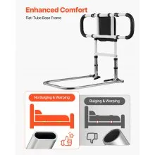 VEVOR Bed Rail for Elderly, Foldable & Extendable Bedside Assist Rail with Side Handles & PU Handrail, Adjustable Height Carbon Steel Pipe Bedside Cane, Senior Bed Bar Fits King, Queen, Full, Twin