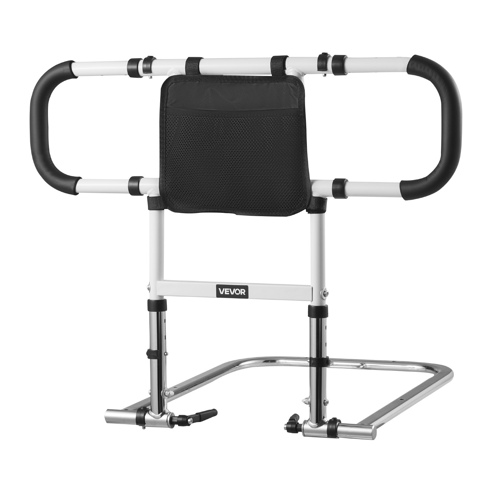 VEVOR Bed Rail for Elderly, Foldable & Extendable Bedside Assist Rail with Side Handles & PU Handrail, Adjustable Height Carbon Steel Pipe Bedside Cane, Senior Bed Bar Fits King, Queen, Full, Twin
