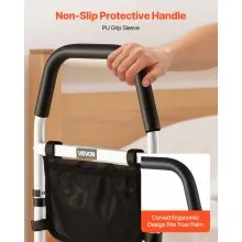 VEVOR Bed Rail for Elderly, Bedside Assist Rails with PU Handrail, Adjustable Height Pipe Bedside Cane, High-Strength Carbon Steel Bed Bars for Seniors & Patients, Fits King, Queen, Full, Twin