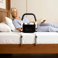 VEVOR Bed Rail for Elderly, Bedside Assist Rails with PU Handrail, Adjustable Height Pipe Bedside Cane, High-Strength Carbon Steel Bed Bars for Seniors & Patients, Fits King, Queen, Full, Twin