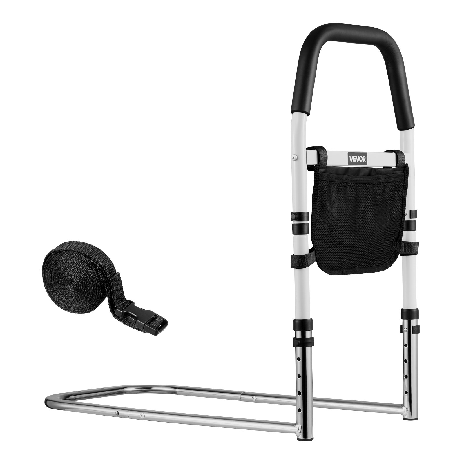 VEVOR Bed Rail for Elderly, Bedside Assist Rails with PU Handrail, Adjustable Height Pipe Bedside Cane, High-Strength Carbon Steel Bed Bars for Seniors & Patients, Fits King, Queen, Full, Twin