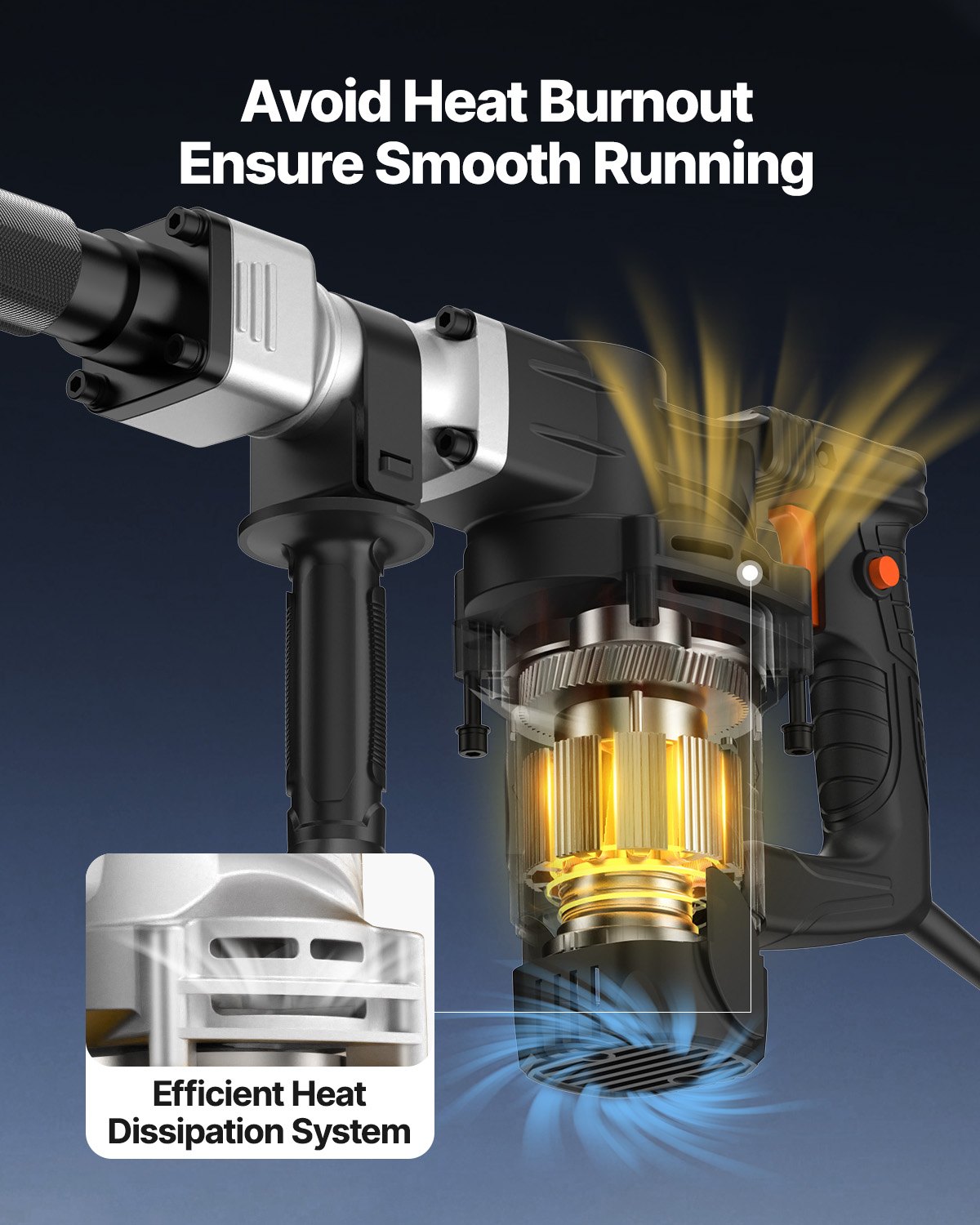 VEVOR Demolition Jack Hammer, 1400W Electric Jackhammer Heavy Duty, 2900 BPM Concrete Breaker, 2pcs Chisels Bits Chipping with Case, Gloves