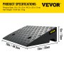 VEVOR Rubber Curb Ramp, 5" Rise Height 2 Pack, Heavy-Duty 6800 lbs/3 T Capacity Threshold Ramps, 19" L x 13" W Driveway Ramps with Stable Grid Structure for Cars, Wheelchairs, Bikes, Motorcycles