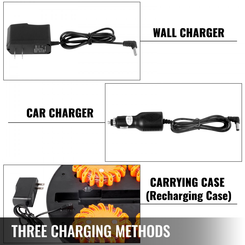 6pc Road Flares Emergency Lights Flashing Light Safety Beacon Magnetic W/ Bag