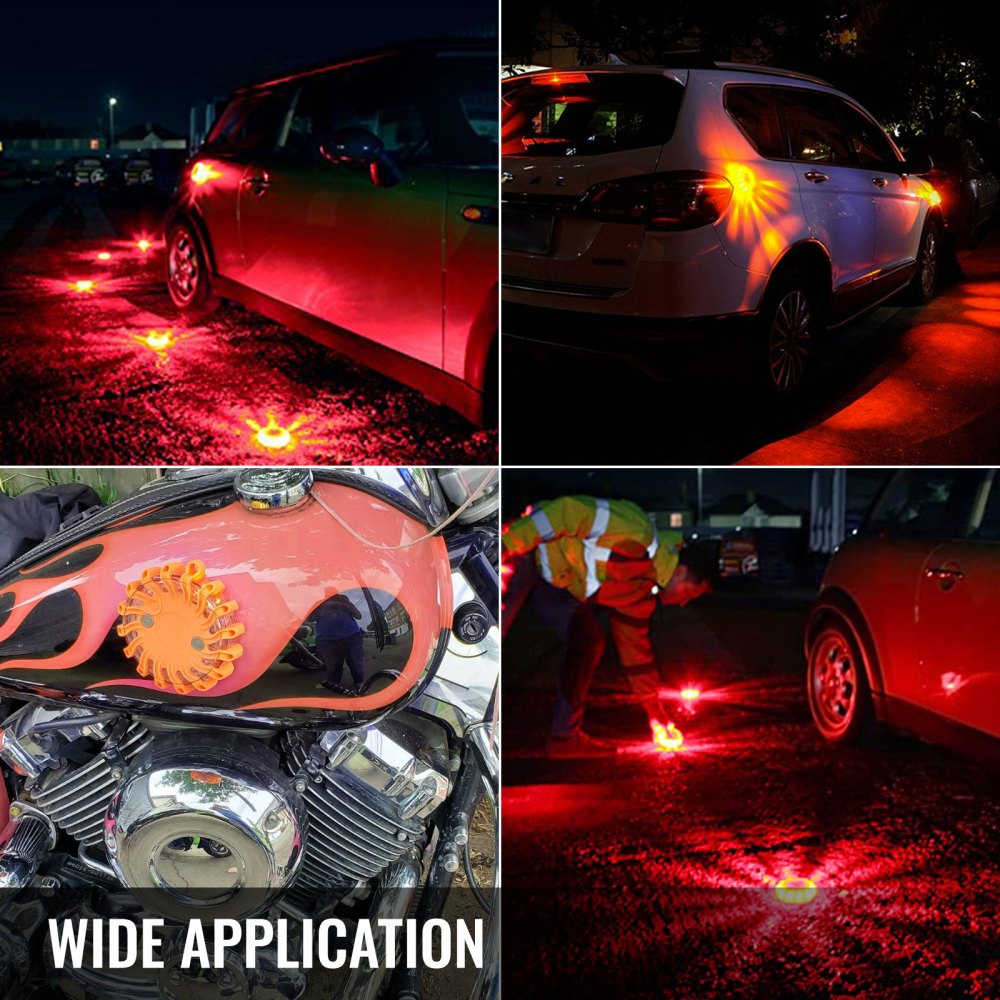 6pc Road Flares Emergency Lights Flashing Light Safety Beacon Magnetic W/ Bag