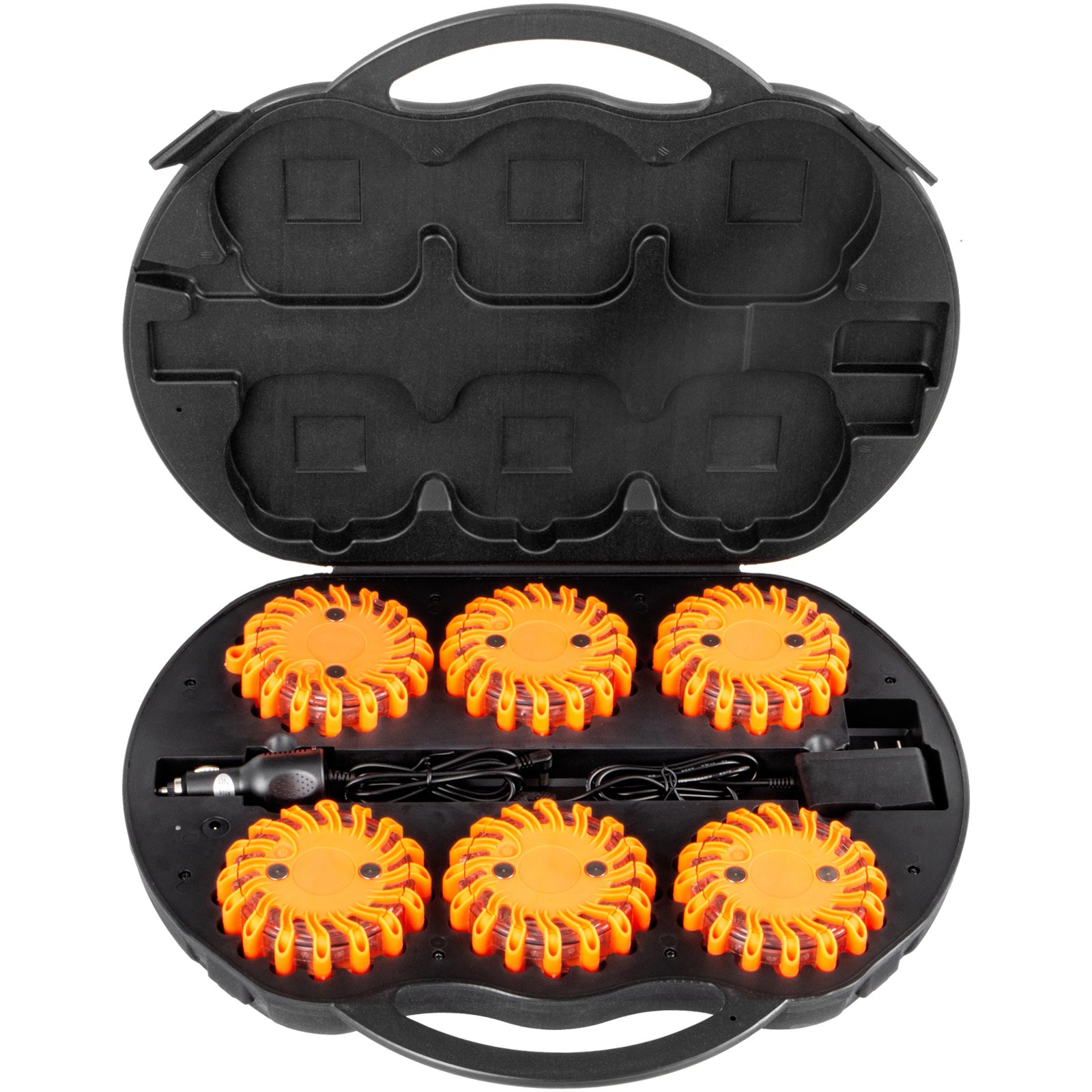 6pc Road Flares Emergency Lights Flashing Light Safety Beacon Magnetic W/ Bag
