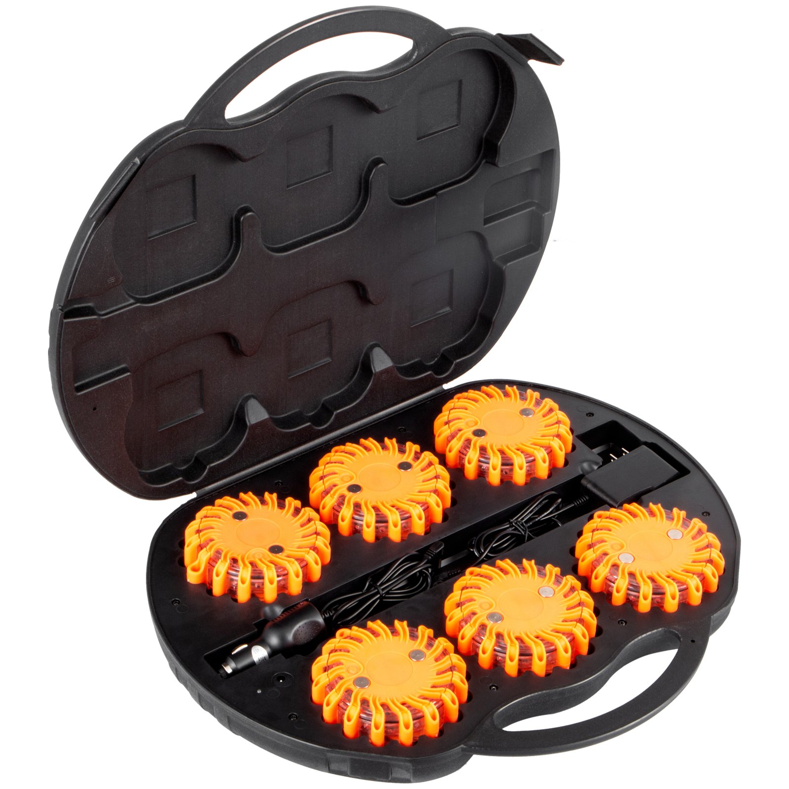 6pc Road Flares Emergency Lights Flashing Light Safety Beacon Magnetic W/ Bag