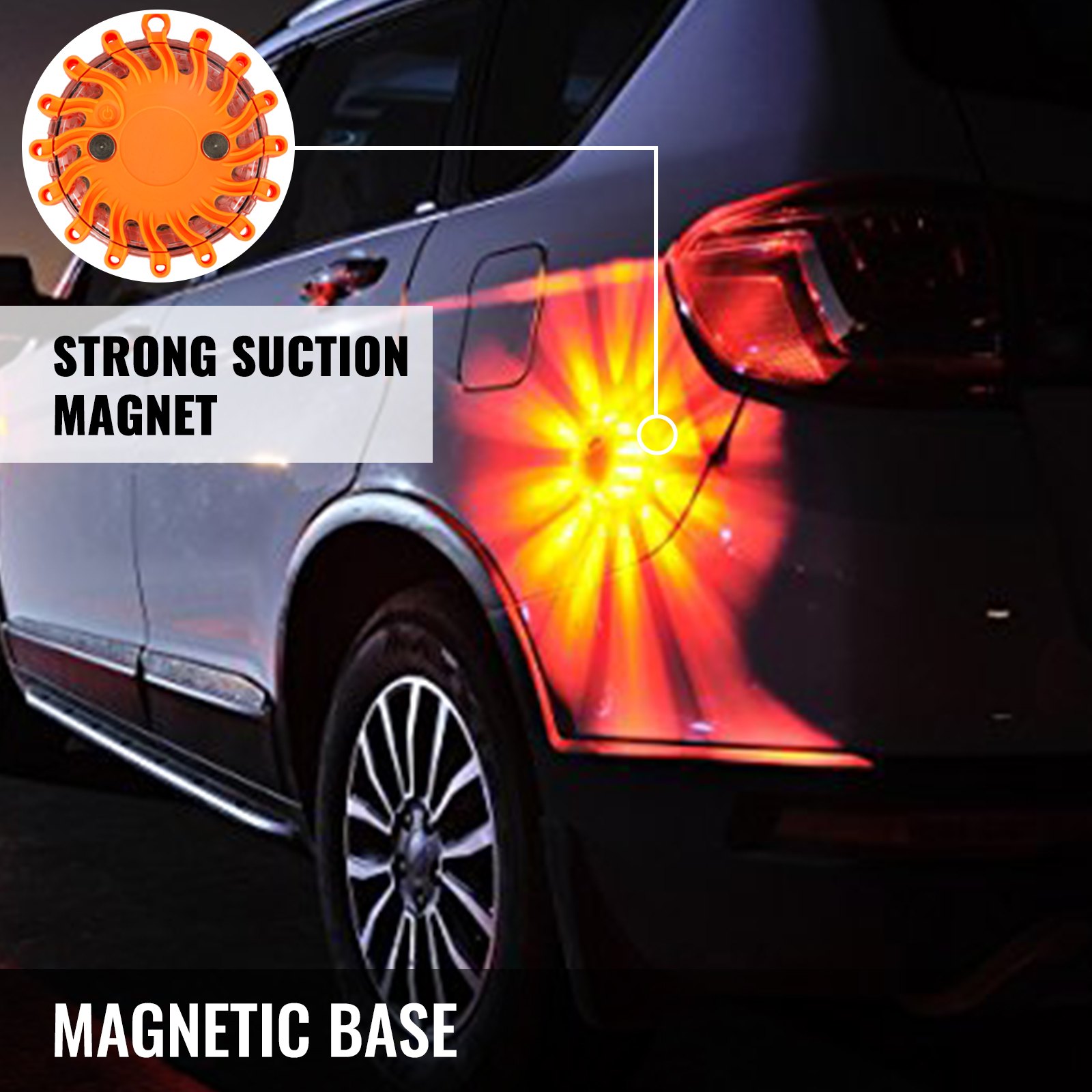 6pc Road Flares Emergency Lights Flashing Light Safety Beacon Magnetic W/ Bag
