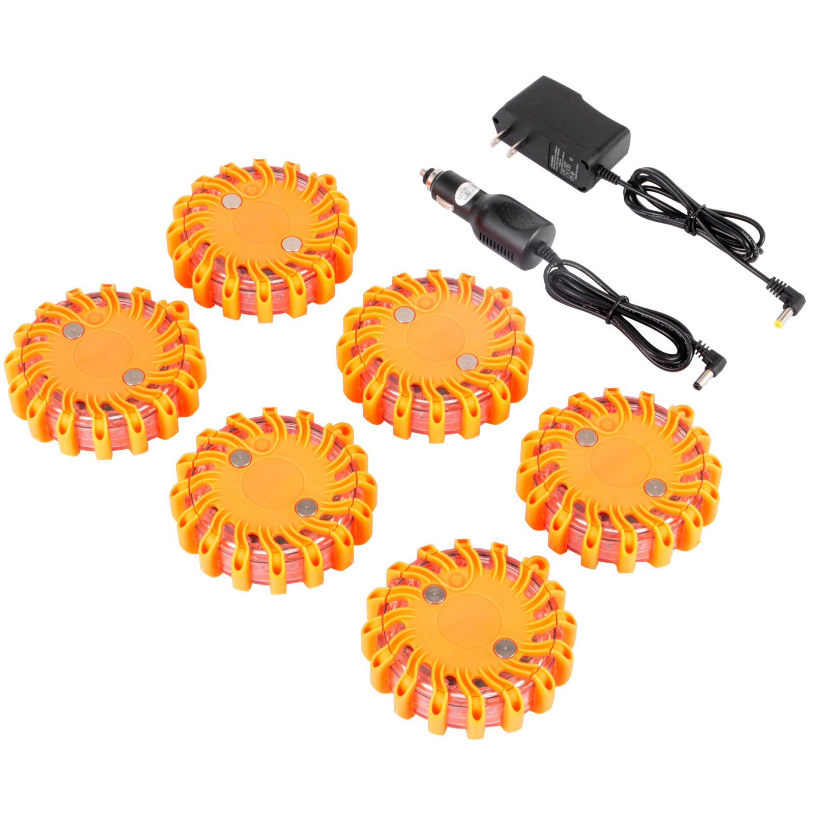 6pc Road Flares Emergency Lights Flashing Light Safety Beacon Magnetic W/ Bag