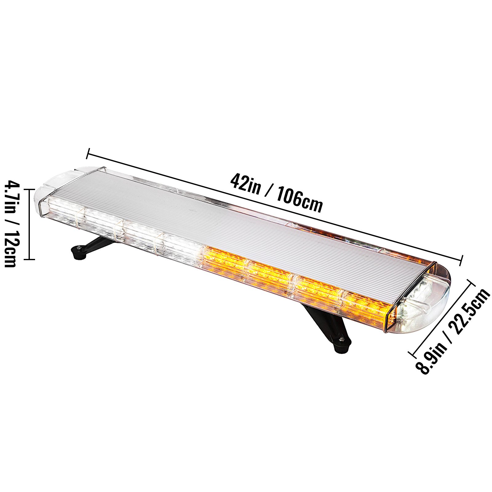 80W Strobe Light Bar Amber White Emergency Beacon Warn Tow Truck Response