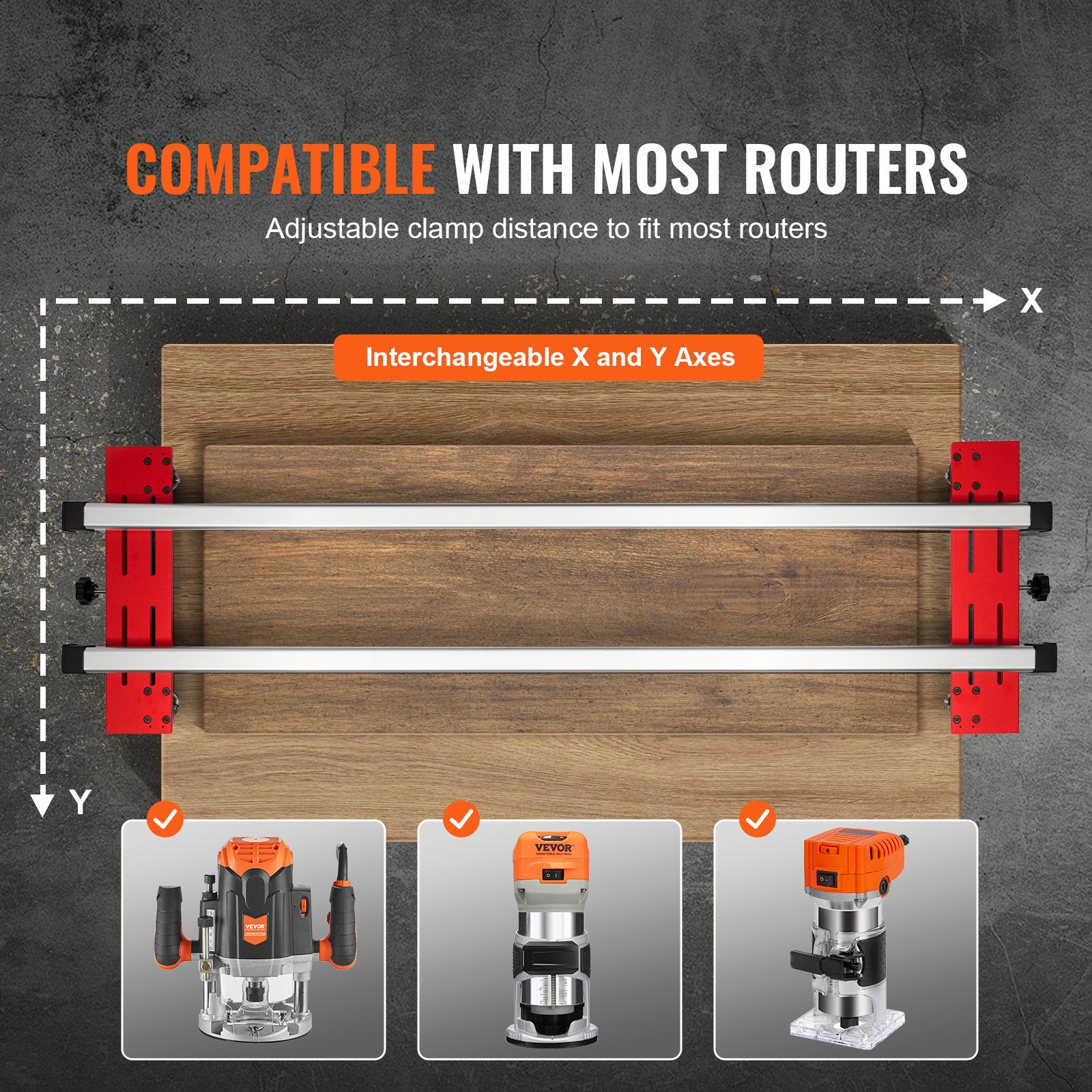 VEVOR Router Sled, 60 inches, Portable and Adjustable Slab Flattening Jig DIY Woodworking Router Sled for Flattening Slabs for Wood Flattening, Home DIY