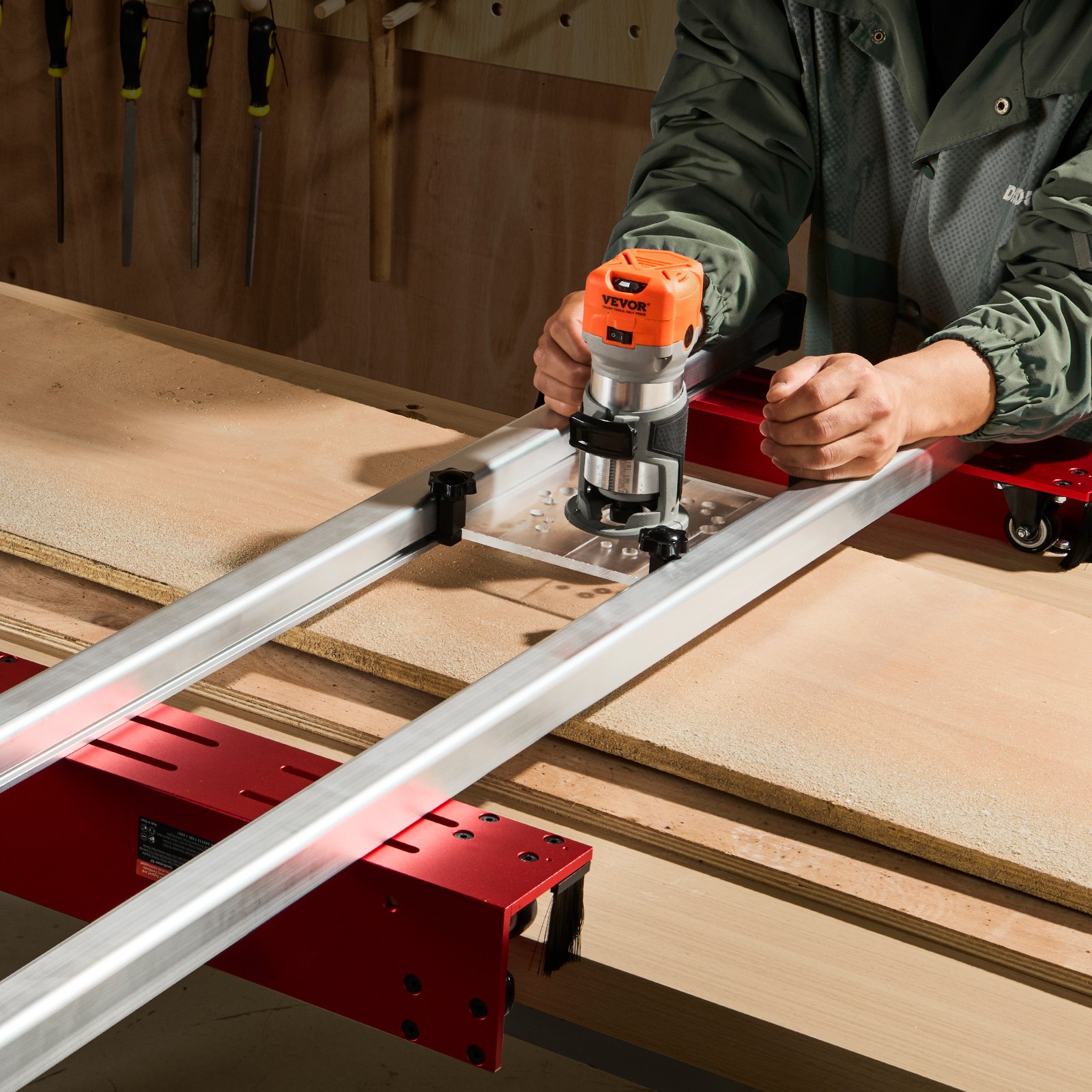 VEVOR Router Sled, 60 inches, Portable and Adjustable Slab Flattening Jig DIY Woodworking Router Sled for Flattening Slabs for Wood Flattening, Home DIY