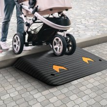 VEVOR Upgraded Rubber Threshold Ramp, 3.5" Rise Door Ramp with 1 Channel, Natural Rubber Car Ramp with Non-Slip Textured Surface, 33069 lbs Load Capacity Curb Ramp for Wheelchair and Scooter