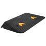 black VEVOR rubber threshold ramp with yellow arrows and ridged surface, suitable for doorways and steps.