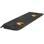 VEVOR rubber threshold ramp with yellow direction arrows, featuring textured surface and two mounting holes.
