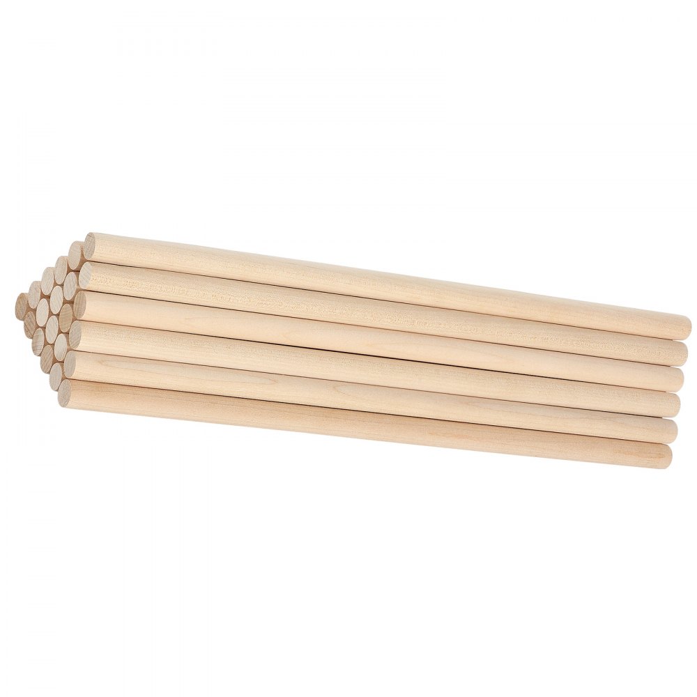 VEVOR 25Pcs Wooden Dowel Rods 1/2 x 12 Inch Natural Birch Wood Sticks Dowels, Unfinished Hardwood Sticks for Craft and DIY Projects, One-Piece Cutting & Smooth Surface & Easy to Color and Paint