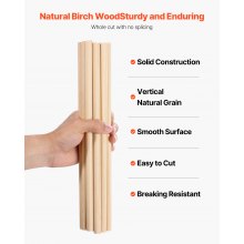 25Pcs Wooden Dowel Rods 1/2 x 12 Inch Natural Wood Sticks for Craft DIY