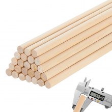 25Pcs Wooden Dowel Rods 1/2 x 12 Inch Natural Wood Sticks for Craft DIY
