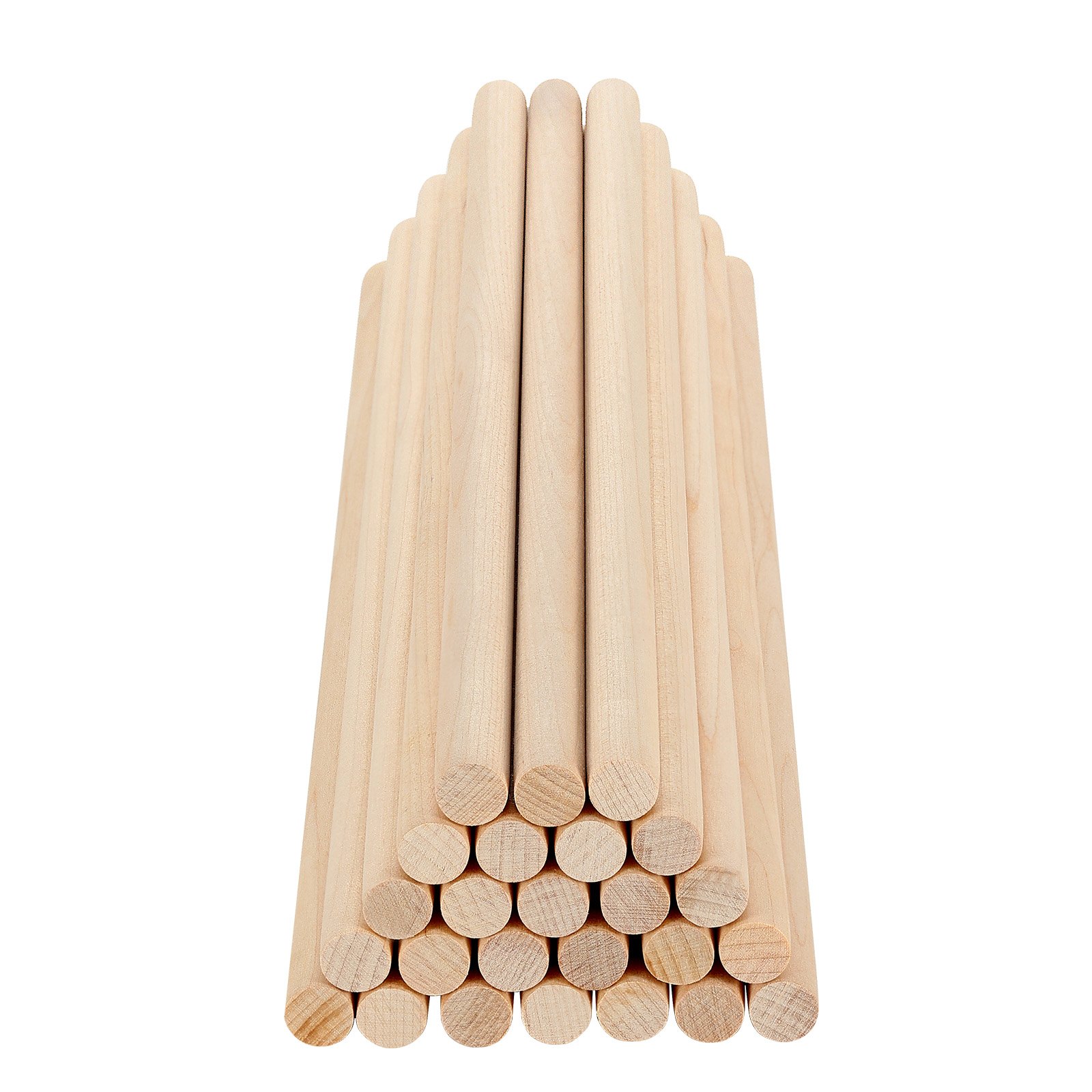 VEVOR 25Pcs Wooden Dowel Rods 1/2 x 12 Inch Natural Birch Wood Sticks Dowels, Unfinished Hardwood Sticks for Craft and DIY Projects, One-Piece Cutting & Smooth Surface & Easy to Color and Paint