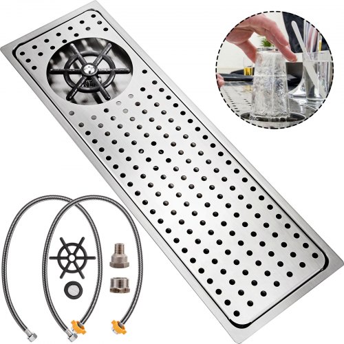 VEVOR Glass Rinser with Side Spray Pitcher Rinser 20.9x6.3-Inch Bar Rinser Stainless Steel Glass Rinser for Bar Easy Mounting Beer Glass Rinser for Hotel Bar Cafe Restaurant