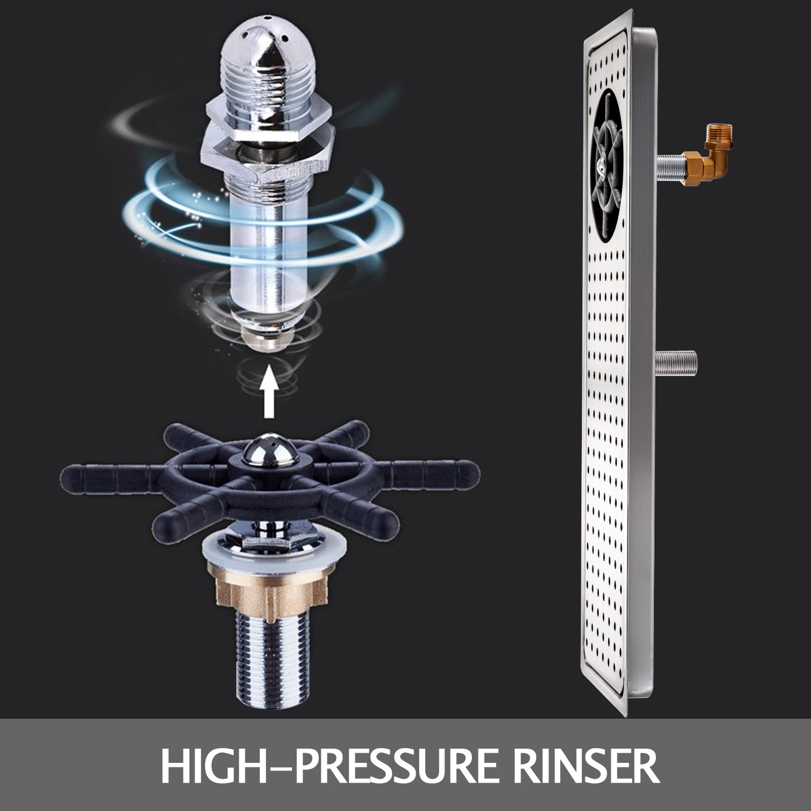 Automatic Glass Rinser Cup Cleaner Stainless Steel Side Spray 53x16cm Bar Rinser