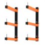 VEVOR Lumber Rack, 3-Tier 2-Pack 50 kg per Tier, Foldable Wood Storage, Wall-mounted for Garages, Workshops, Warehouse, Basement, Heavy-Duty Cantilever Arms, Locking Pins, Steel, Orange & Black