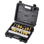 VEVOR Router Bits Set, 15 Pieces, Carbide Router Bit Kit with 6.35 mm(1/4 Inch) Shank, Plastic Carrying Case, Woodworking Tools for Professional and Beginners Carpenter, for Wood MDF Particle Board Plywood