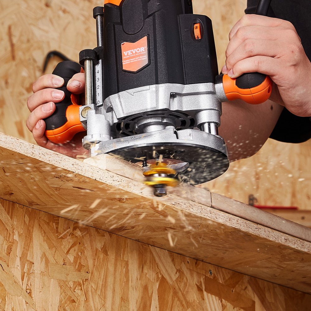 VEVOR Router Bits Set, 3 Pieces, Carbide Router Bit Kit with 6.35 mm(1/4 Inch) Shank, Wood Carrying Case, Woodworking Tools for Professional and Beginners Carpenter, for Wood MDF Particle Board Plywood