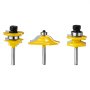VEVOR Router Bits Set, 3 Pieces, Carbide Router Bit Kit with 6.35 mm(1/4 Inch) Shank, Wood Carrying Case, Woodworking Tools for Professional and Beginners Carpenter, for Wood MDF Particle Board Plywood