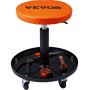 VEVOR Mechanic Stool, 250 LBS Rolling Pneumatic Creeper Garage/Shop Seat, Adjustable Height 22 in-28 in Padded Rolling Workshop Stool with Tool Tray, for Garage, Shop, Auto Repair, Black+Orange