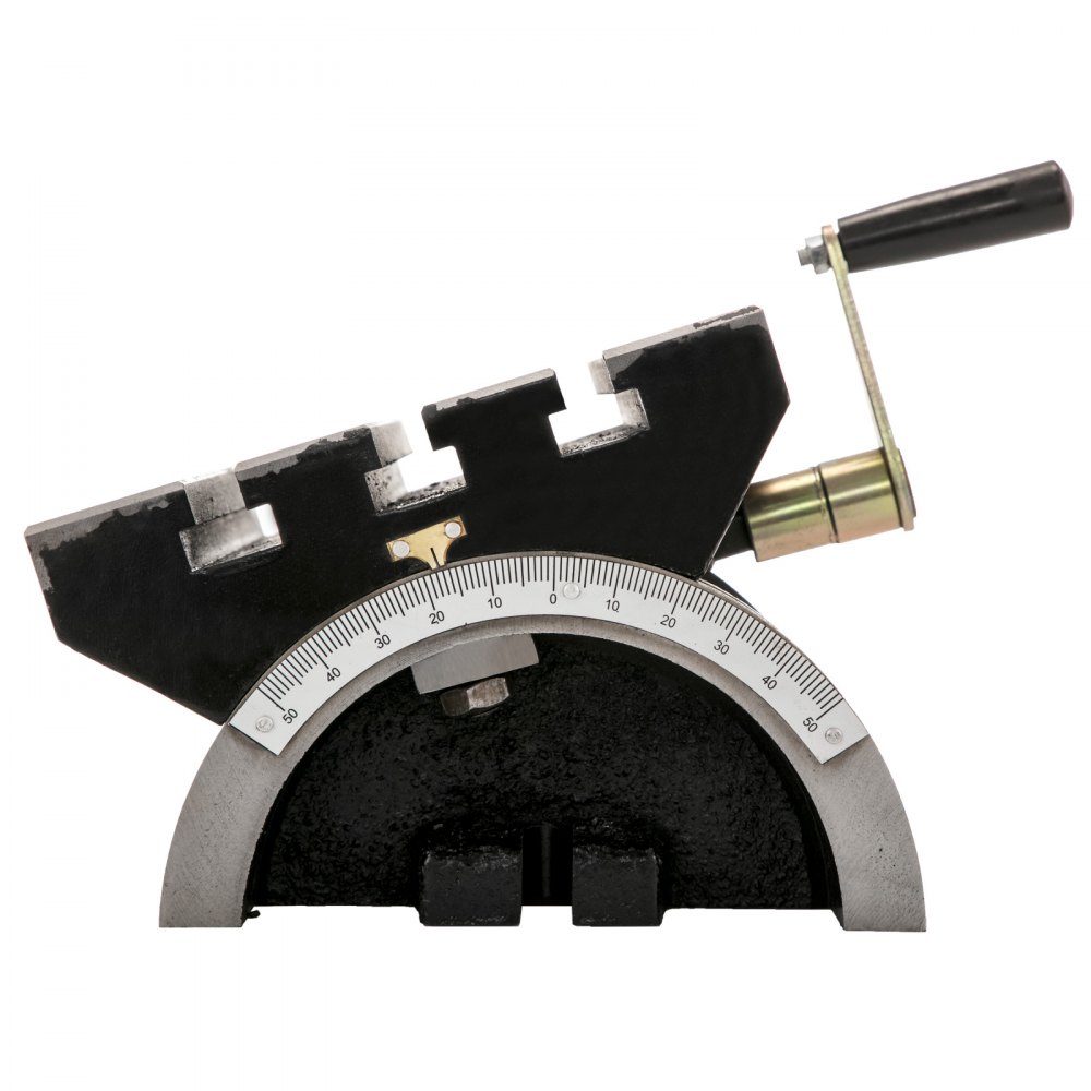 VEVOR tilting milling machine with adjustable handle and precision angle scale.